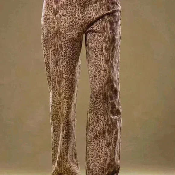 Multicolor Casual Women's Low Rise Snakeskin Denim Trousers - Picture 3 of 5